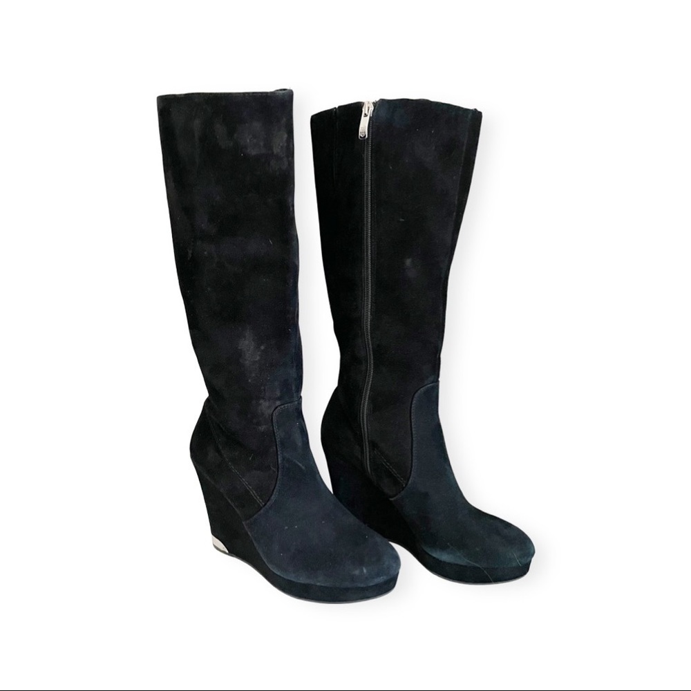 Vince Camuto Kessia Suede Knee High Wedge Boots Size 7